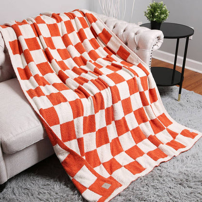 Checkerboard Patterned Throw Blanket: Green / ONE SIZE Fashion City