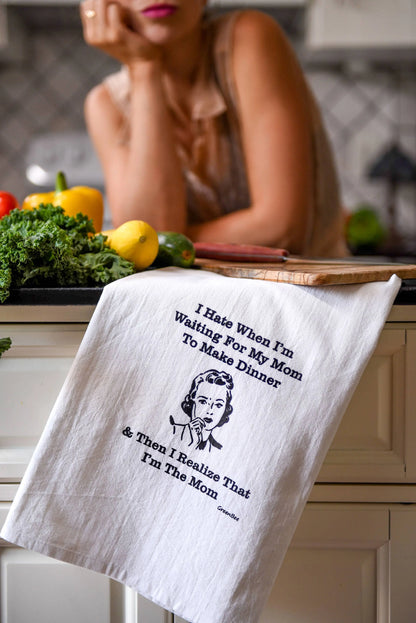 Mom Dinner Kitchen Towels | Tea Towels | Funny Dish Towels Green Bee Tea Towels