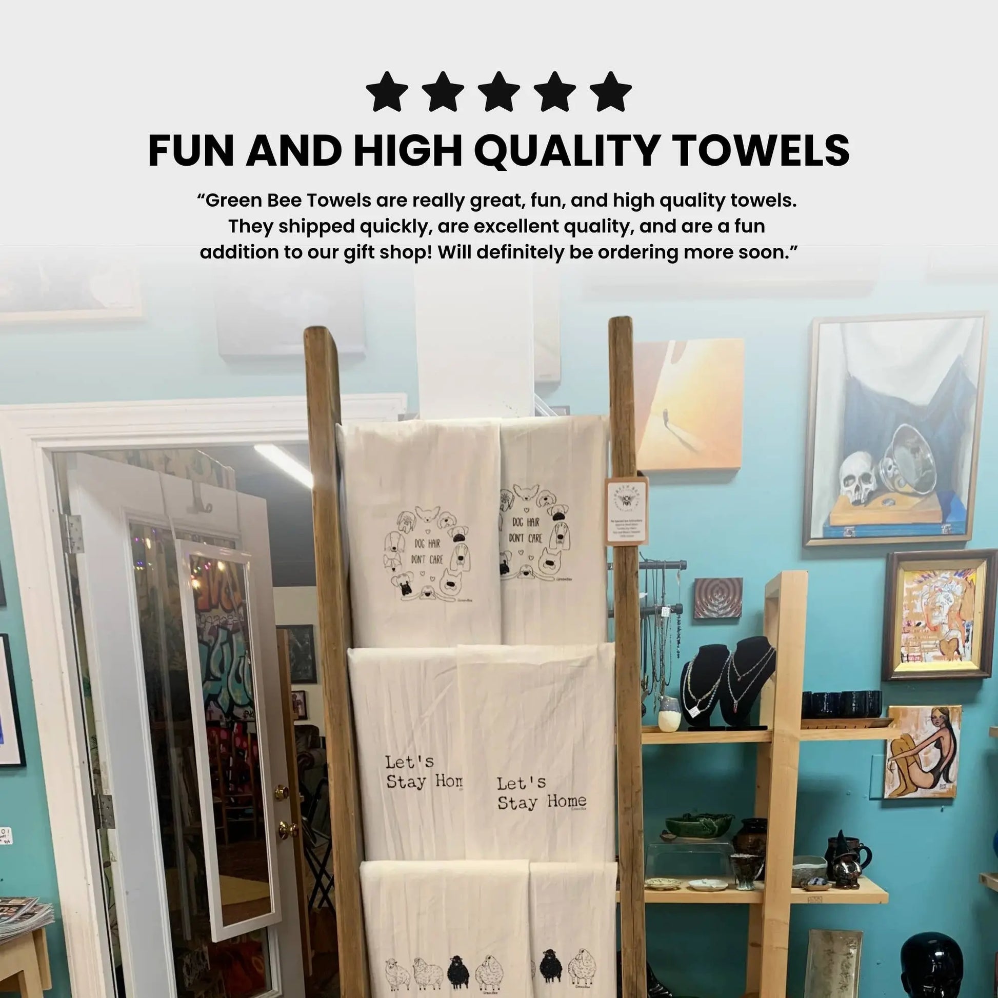 Short Life For One Dog Towel | Tea Towels | Pet Dish Towels Green Bee Tea Towels