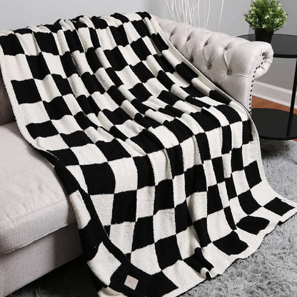 Checkerboard Patterned Throw Blanket: Pink / ONE SIZE Fashion City