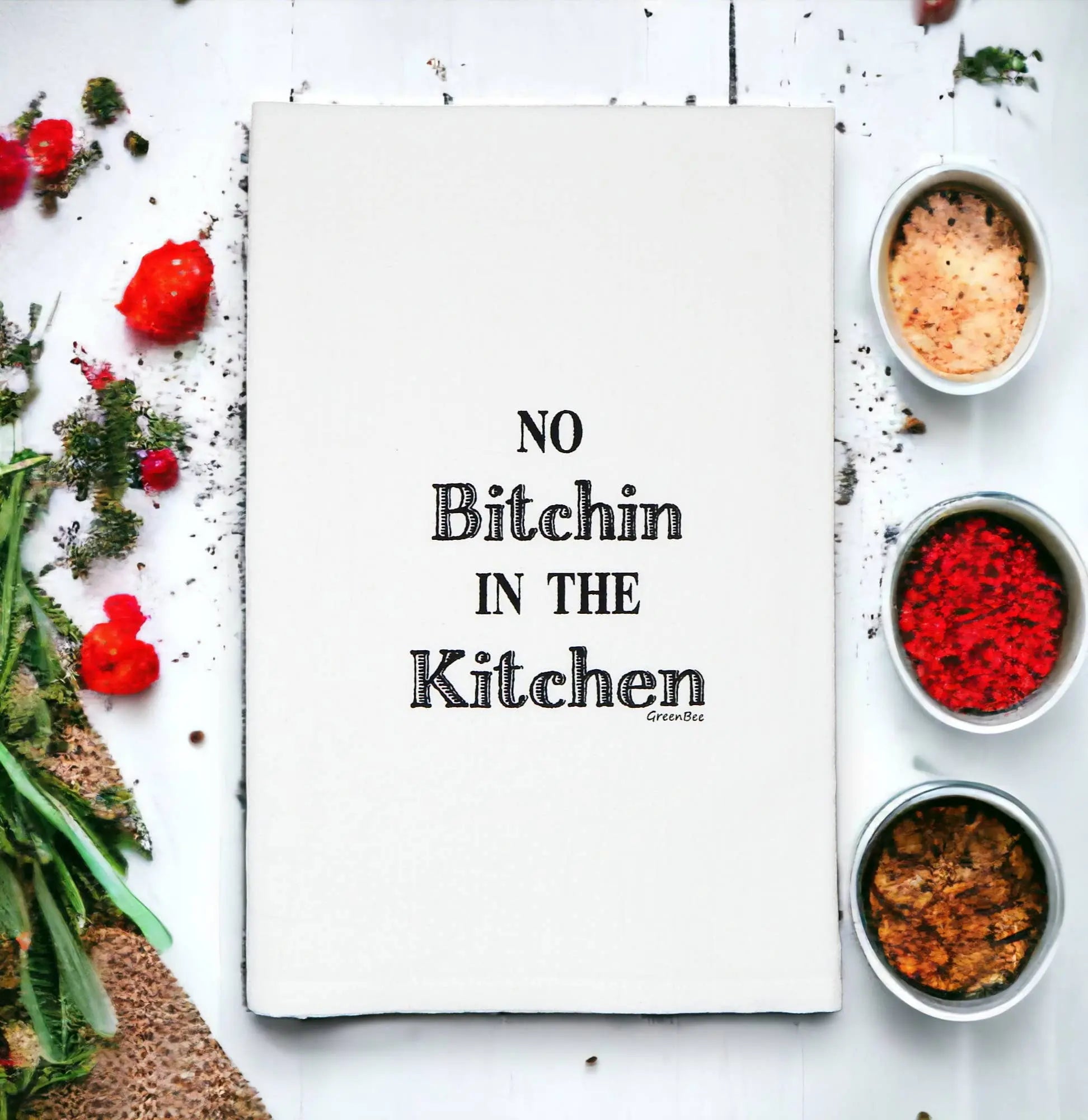 No Bitchin In Kitchen Towel | Tea Towels | Funny Dish Towels Green Bee Tea Towels